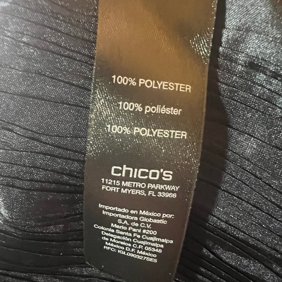 CHICO’S TRAVELERS KIMONO NAVY SIZE 3 
POLYESTER/FABRIC HAS A CRINKLE CREPE LOOK - Picture 5 of 10